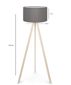 GloboStar® SAGA 204-0048 Μοντέρνο Eπιδαπέδιο Φωτιστικό Μονόφωτο 1 x E27 IP20 Μπεζ Ξύλο με Γκρι Ύφασμα - Μ38 x Π38 x Υ140cm 16 ayd 3193 2