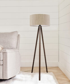 GloboStar® SAGA 204-0040 Μοντέρνο Eπιδαπέδιο Φωτιστικό Μονόφωτο 1 x E27 IP20 Καφέ Ξύλο με Μπεζ Ύφασμα - Μ38 x Π38 x Υ140cm 18 ayd 3221 2