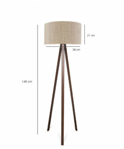 GloboStar® SAGA 204-0040 Μοντέρνο Eπιδαπέδιο Φωτιστικό Μονόφωτο 1 x E27 IP20 Καφέ Ξύλο με Μπεζ Ύφασμα - Μ38 x Π38 x Υ140cm 17 ayd 3221 3