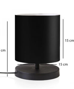 GloboStar® GloboStar® MINNIE 204-0063 Μοντέρνο Eπιτραπέζιο Φωτιστικό Πορτατίφ Μονόφωτο 1 x E27 IP20 Μαύρο Ξύλο με Μαύρο Ύφασμα - Μ15 x Π15 x Υ22cm