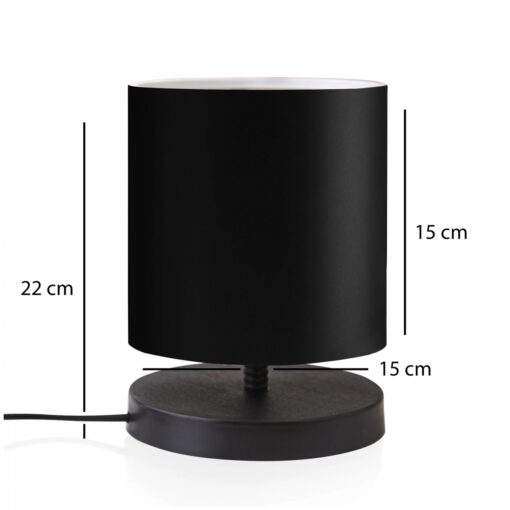 GloboStar® GloboStar® MINNIE 204-0063 Μοντέρνο Eπιτραπέζιο Φωτιστικό Πορτατίφ Μονόφωτο 1 x E27 IP20 Μαύρο Ξύλο με Μαύρο Ύφασμα - Μ15 x Π15 x Υ22cm