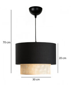 GloboStar® GLOBOSTAR® BIGGIE 204-0098 Μοντέρνο Κρεμαστό Φωτιστικό Οροφής με Ντουί 1 x E27 AC 220-240V IP20 - Μαύρο & Μπεζ - Μ30 x Π30 x Υ26cm