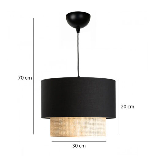 GloboStar® GLOBOSTAR® BIGGIE 204-0098 Μοντέρνο Κρεμαστό Φωτιστικό Οροφής με Ντουί 1 x E27 AC 220-240V IP20 - Μαύρο & Μπεζ - Μ30 x Π30 x Υ26cm