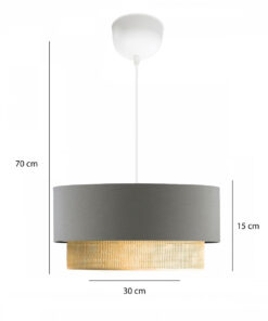GloboStar® GLOBOSTAR® BIGGIE 204-0095 Μοντέρνο Κρεμαστό Φωτιστικό Οροφής με Ντουί 1 x E27 AC 220-240V IP20 - Γκρι & Μπεζ - Μ30 x Π30 x Υ16cm