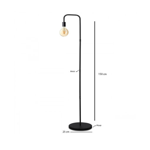 GloboStar® GloboStar® SNAKE 204-0053 Μοντέρνο Eπιδαπέδιο Φωτιστικό Μονόφωτο 1 x E27 IP20 Μαύρο Μέταλλο - Μ25 x Π25 x Υ151cm