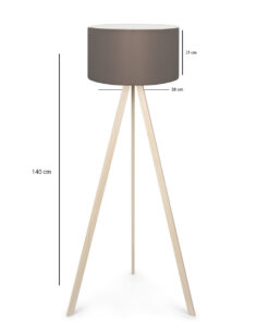 GloboStar® SAGA 204-0044 Μοντέρνο Eπιδαπέδιο Φωτιστικό Μονόφωτο 1 x E27 IP20 Μπεζ Ξύλο με Γκρι Ύφασμα - Μ38 x Π38 x Υ140cm 16 ayd 3612 2