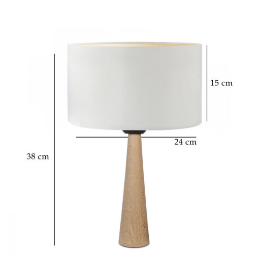 GloboStar® GloboStar® COBRA 204-0066 Μοντέρνο Eπιτραπέζιο Φωτιστικό Πορτατίφ Μονόφωτο 1 x E27 IP20 Μπεζ Ξύλο με Λευκό Ύφασμα - Μ24 x Π24 x Υ38cm