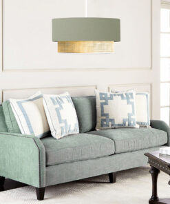 Alternative view of GLOBOSTAR® BIGGIE 204-0097 Μοντέρνο Κρεμαστό Φωτιστικό Οροφής με Ντουί 1 x E27 AC 220-240V IP20 - Λαδί & Μπεζ - Μ30 x Π30 x Υ16cm