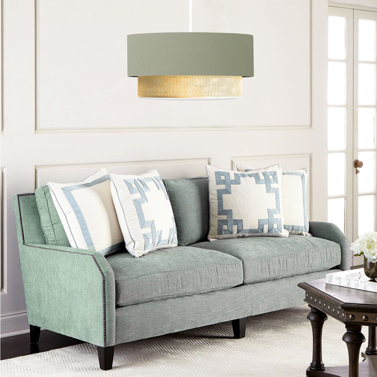 GLOBOSTAR® BIGGIE 204-0097 Μοντέρνο Κρεμαστό Φωτιστικό Οροφής με Ντουί 1 x E27 AC 220-240V IP20 - Λαδί & Μπεζ - Μ30 x Π30 x Υ16cm 3 GLOBOSTAR® BIGGIE 204-0097 Μοντέρνο Κρεμαστό Φωτιστικό Οροφής με Ντουί 1 x E27 AC 220-240V IP20 - Λαδί & Μπεζ - Μ30 x Π30 x Υ16cm - Image 2