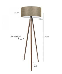 GloboStar® SAGA 204-0039 Μοντέρνο Eπιδαπέδιο Φωτιστικό Μονόφωτο 1 x E27 IP20 Καφέ Ξύλο με Μπεζ Ύφασμα - Μ38 x Π38 x Υ140cm 17 ayd 3687 2