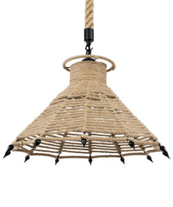 GloboStar® GLOBOSTAR® OZERO 01603 Boho Κρεμαστό Φωτιστικό Οροφής με Ντουί 1 x E27 AC 220-240V IP20 - Μπεζ & Μαύρο - Μ41 x Π41 x Y28cm