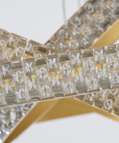 GLOBOSTAR® DIAMOND TRIO 61137-DECO Μοντέρνο Κρεμαστό Φωτιστικό Οροφής LED 100W 12123lm 360° AC 220-240V IP20 Ρυθμιζόμενο Λευκό CCT με Χειριστήριο από 2700K έως 6000K Dimmable - Lumileds SMD Chip - Χρυσό Βούρτσας - Μ25 x Π40 x Υ60cm - 3 Χρόνια Εγγύηση 17 b05100 61137 3