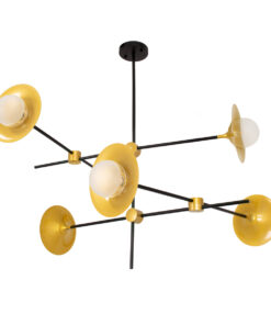 GloboStar® GloboStar® JOLIET 00780 Μοντέρνο Φωτιστικό Οροφής Πλέγμα Πολύφωτο 6 x G9 IP20 Μαύρο & Χρυσό Μέταλλο - Μ93 x Π93 x Υ87cm