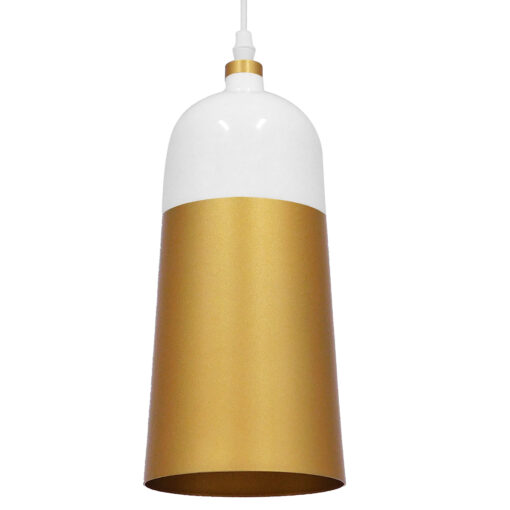 GloboStar® GLOBOSTAR® PALAZZO 01524 Μοντέρνο Κρεμαστό Φωτιστικό Οροφής με Ντουί 1 x E27 AC 220-240V IP20 - Λευκό & Χρυσό - Μ14 x Π14 x Υ34cm