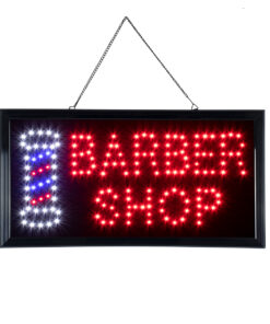 GloboStar® GLOBOSTAR® SIGN 75693 Διακοσμητικό Φωτιστικό Τοίχου Ένδειξης / Σήμανσης "BARBER SHOP" LED 5W 150lm 120° AC 220-240V IP20 Πολύχρωμο - Μαύρο - Μ48 x Π25 x Υ2cm - 2 Χρόνια Εγγύηση