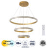 GloboStar® GLOBOSTAR® DIAMOND TRIO 61137 Μοντέρνο Κρεμαστό Φωτιστικό Οροφής LED 100W 12123lm 360° AC 220-240V IP20 Ρυθμιζόμενο Λευκό CCT με Χειριστήριο από 2700K έως 6000K Dimmable - Lumileds SMD Chip - Χρυσό Βούρτσας - Μ60 x Π60 x Υ60cm - 3 Χρόνια Εγγύηση