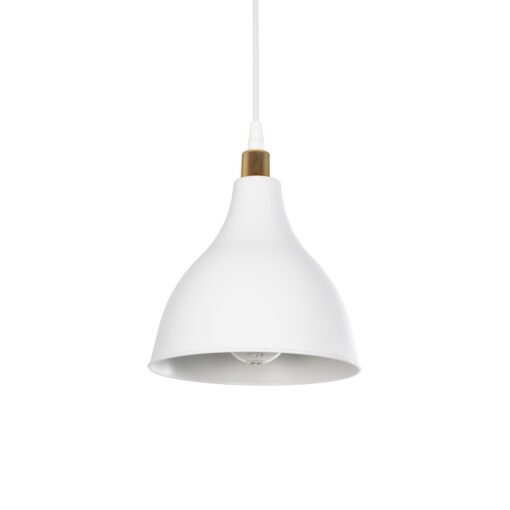 GloboStar® GLOBOSTAR® RADE 203-0125 Μοντέρνο Κρεμαστό Φωτιστικό Οροφής με Ντουί 1 x E27 AC 220-240V IP20 - Λευκό & Χρυσό - Μ18.5 x Π18.5 x Υ23cm