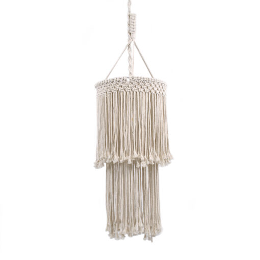 GloboStar® GLOBOSTAR® ZAMBIA 36208 Boho Κρεμαστό Φωτιστικό Οροφής με Ντουί 1 x E27 AC 220-240V IP20 - Μπεζ - Μ30 x Π30 x Υ60cm