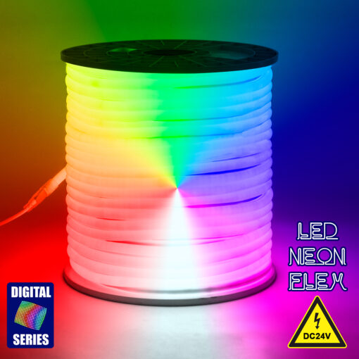 GloboStar® GLOBOSTAR® NEOTUBE 70589 Ψηφιακή Pixel Addressable Ταινία Neon Flex LED 18W/m 900lm/m 360° DC 24V Αδιάβροχο IP65 60 x SMD5050 Chip/m 10 x Pixel/m Πολύχρωμο RGB Dimmable SPI/TTL Protocol IC WS2811 - Μ100 x Π1.3 x Υ1.3cm - 3 Χρόνια Εγγύηση