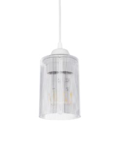 GloboStar® GLOBOSTAR® TORUS 203-0064 Μοντέρνο Κρεμαστό Φωτιστικό Οροφής με Ντουί 1 x E27 AC 220-240V IP20 - Λευκό - Μ10.5 x Π10.5 x Υ18.5cm