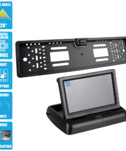 GloboStar® GloboStar® 86013 Πλαίσιο Πινακίδας Αυτοκινήτου με Ενσωματωμένη Αδιάβροχη Κάμερα Οπισθοπορείας 720p HD CMOS Signal 170° DC 12V και Πτυσσόμενη Οθόνη 4.3"
