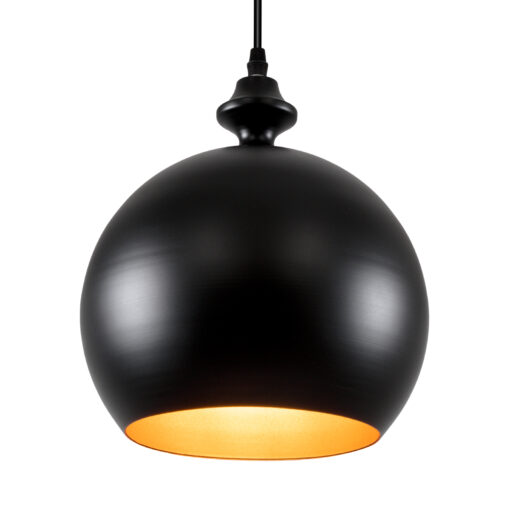GloboStar® GLOBOSTAR® ROCKFORD 01287-B Μοντέρνο Κρεμαστό Φωτιστικό Οροφής με Ντουί 1 x E27 AC 220-240V IP20 - Μαύρο & Χρυσό - Μ24 x Π24 x Y27cm