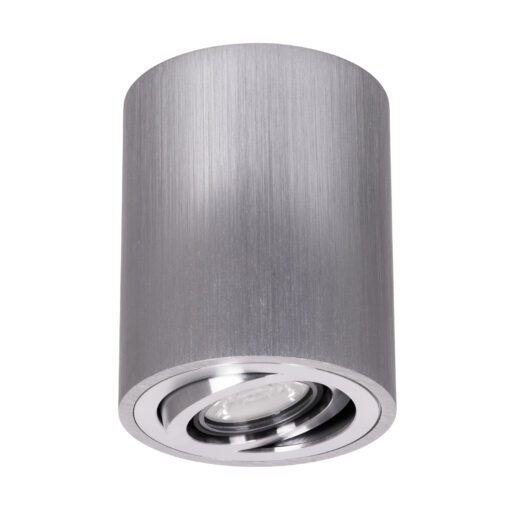 GloboStar® GloboStar® AKIRA 60619 Επιφανειακό Κινούμενο Στρόγγυλο Φωτιστικό Σποτ Αλουμινίου με Ντουί GU10 AC 220-240V IP44 Φ8 x Υ10cm - Ασημί Βούρτσας
