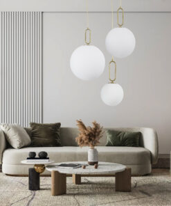 GLOBOSTAR® BELLISSIMO 61488 Μοντέρνο Κρεμαστό Φωτιστικό Οροφής με Ντουί 1 x E27 AC 220-240V IP20 - Λευκό & Χρυσό - Μ40 x Π40 x Υ62cm 19 b33e14 post 209