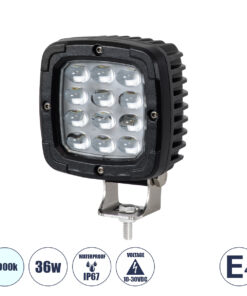 GloboStar® GloboStar® 85428 E4 Mark Vehicle & Forklift Work Lights - Φώτα Εργασίας για Οχήματα Περονοφόρα - Κλάρκ LED 36W DC 10-30V Αδιάβροχο IP67 Ψυχρό Λευκό 6000K Μ12.5 x Π9.5 x Υ6.5cm