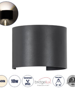 GloboStar® GloboStar® AXIS-R 60639 Φωτιστικό Τοίχου - Απλίκα Αρχιτεκτονικού Φωτισμού Εσωτερικού/Εξωτερικού Χώρου Up & Down LED 10W 1200lm 10 έως 60° AC 220-240V Αδιάβροχο IP65 Μ10 x Π10 x Υ10cm - Φυσικό Λευκό 4500K - Γκρι Ανθρακί- Bridgelux Chip - 3 Years Warranty