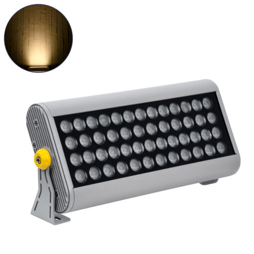 GloboStar® GLOBOSTAR® FLOOD-HENA 90640 Προβολέας Σποτ Wall Washer LED 48W 4320lm 30° AC 220-240V Αδιάβροχο IP65 Θερμό Λευκό 3000K - Ασημί - Μ39 x Π6 x Υ17cm - 3 Χρόνια Εγγύηση