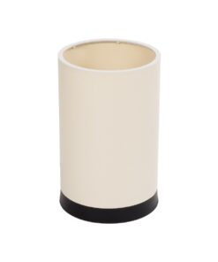 GloboStar® GloboStar® CYLINDER 203-0183 Μοντέρνο Επιτραπέζιο Φωτιστικό Πορτατίφ Μονόφωτο 1 x E27 IP20 Μαύρο Πλαστικό με Μπεζ Υφασμα - Μ14 x Π14 x Υ22cm