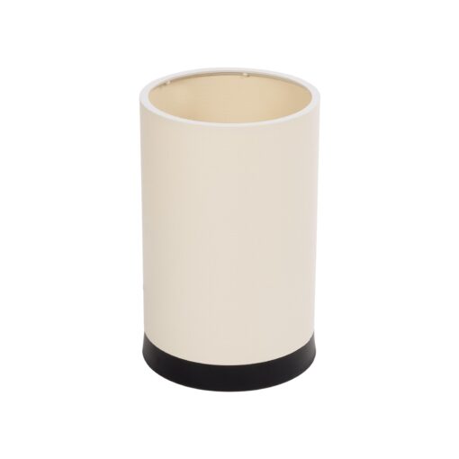 GloboStar® GloboStar® CYLINDER 203-0183 Μοντέρνο Επιτραπέζιο Φωτιστικό Πορτατίφ Μονόφωτο 1 x E27 IP20 Μαύρο Πλαστικό με Μπεζ Υφασμα - Μ14 x Π14 x Υ22cm