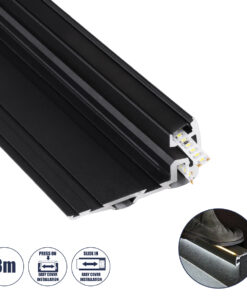 GloboStar® GloboStar® STAIR-PROFILE 70843-3M Προφίλ Αλουμινίου - Βάση & Ψύκτρα Ταινίας LED με Μαύρο Φιμέ Κάλυμμα - Χρήση σε Σκαλοπάτια - Πατητό Κάλυμμα - Μαύρο - 3 Μέτρα - Μ300 x Π8 x Υ3.2cm