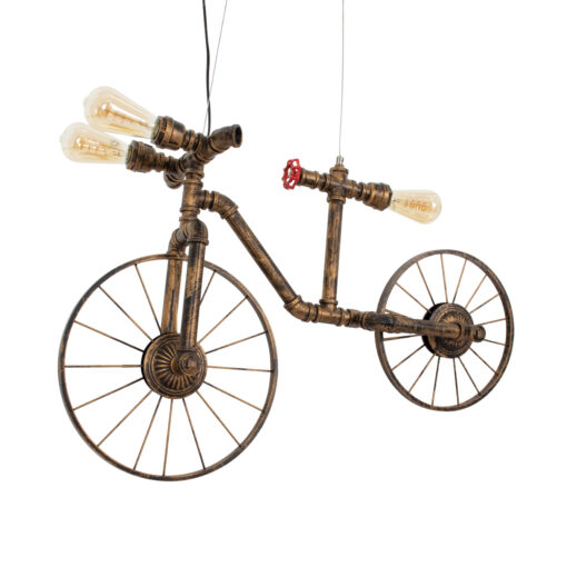 GloboStar® GLOBOSTAR® SWIFTWALKER 00660 Vintage Κρεμαστό Φωτιστικό Οροφής με Ντουί 3 x E27 AC 220-240V IP20 - Χάλκινο & Κόκκινο - Μ85 x Π29.5 x Υ55cm