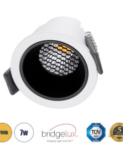 GloboStar® GloboStar® PLUTO-S 60247 Χωνευτό LED Spot Downlight TrimLess Φ6.4cm 7W 875lm 38° AC 220-240V IP20 Φ6.4 x Υ4.9cm - Στρόγγυλο - Λευκό με Μαύρο Κάτοπτρο & Anti-Glare HoneyComb - Θερμό Λευκό 2700K - Bridgelux COB - 5 Years Warranty