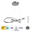 GloboStar® GLOBOSTAR® DEXTER 60948 Μοντέρνο Κρεμαστό Φωτιστικό Οροφής LED 72W 8064lm 300° AC 220-240V IP20 Ρυθμιζόμενο Λευκό CCT με Χειριστήριο από 2700K έως 6000K Dimmable - Lumileds SMD Chip - Νίκελ Βούρτσας - Μ56 x Π56 x Υ14cm - 3 Χρόνια Εγγύηση