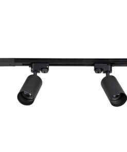 GloboStar® GloboStar® LEO 60354 Μοντέρνο Φωτιστικό Οροφής Ράγα Δίφωτο 2 x GU10 IP20 Μαύρο Αλουμίνιο - Μ50.5 x Π6 x Υ20cm - 5 Χρόνια Εγγύηση