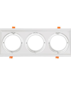 GloboStar® GloboStar® VITA 77856 Χωνευτό Κινούμενο Τριπλο Τετράγωνο Σποτ Οροφής για Λάμπα AR111 - IP20 - Χυτό Αλουμίνιο - M48.7 x Π18.7 x Y5.5cm - Λευκό - 5 Χρόνια Εγγύηση