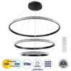 GloboStar® GLOBOSTAR® DIAMOND TRIO 61138 Μοντέρνο Κρεμαστό Φωτιστικό Οροφής LED 120W 14723lm 360° AC 220-240V IP20 Ρυθμιζόμενο Λευκό CCT με Χειριστήριο από 2700K έως 6000K Dimmable - Lumileds SMD Chip - Μαυρό - Μ80 x Π80 x Υ90cm - 3 Χρόνια Εγγύηση