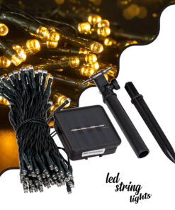 GloboStar® 85807 Διακοσμητική Γιρλάντα 10 Μέτρων με Controller 8 Προγραμμάτων Φωτισμού - 100 LED 4W με Ενσωματωμένη Μπαταρία 600mAh - Φωτοβολταϊκό Πάνελ - Αισθητήρα Ημέρας-Νύχτας - Βάση Κήπου & Σκούρο Πράσινο Καλώδιο Αδιάβροχη IP65 Θερμό Λευκό 3000K Μ10m