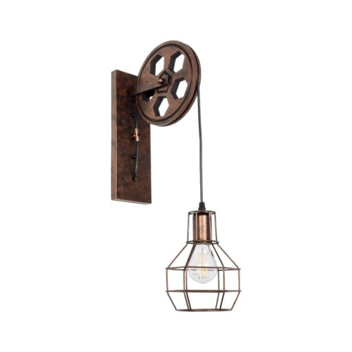 GloboStar® GLOBOSTAR® RYDON 01216 Vintage Φωτιστικό Τοίχου - Απλίκα με Ντουί 1 x E27 AC 220-240V IP20 - Χάλκινο Εφέ Σκουριάς - Μ15 x Π24 x Υ70cm