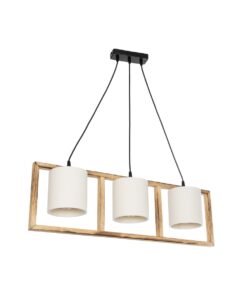 GloboStar® GLOBOSTAR® CUP 203-0051 Vintage Κρεμαστό Φωτιστικό Οροφής με Ντουί 3 x E27 AC 220-240V IP20 - Μπεζ & Λευκό - Μ80 x Π14 x Υ24cm