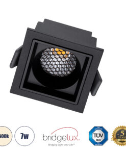 GloboStar® GloboStar® PLUTO-S 60268 Χωνευτό LED Spot Downlight TrimLess Μ6.4xΠ6.4cm 7W 910lm 38° AC 220-240V IP20 Μ6.4 x Π6.4 x Υ4.9cm - Τετράγωνο - Μαύρο & Anti-Glare HoneyComb - Φυσικό Λευκό 4500K - Bridgelux COB - 5 Years Warranty