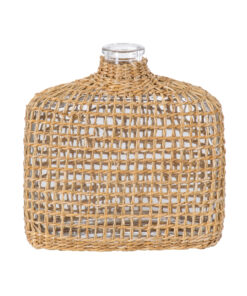 GloboStar® GloboStar® MANDY 35622 Διακοσμητικό Βάζο Γυάλινο Διάφανο με Μπαμπού Μ14.5 x Π4.5 x Υ14.5cm