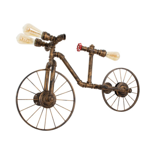 GloboStar® GloboStar® SWIFTWALKER 00659 Vintage Επιτοίχιο Φωτιστικό Απλίκα Τρίφωτο 3 x E27 IP20 Μπρούτζινο & Κόκκινο Μέταλλο - Μ85 x Π29.5 x Υ55cm