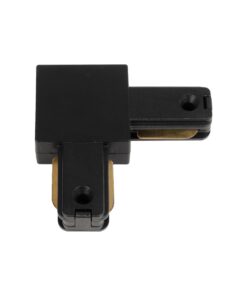 GloboStar® GLOBOSTAR® EUROTRACK-1PH 60905 Μονοφασικός Σύνδεσμος Γ Ράγας 2 Καλωδίων 1L+1N για Σύστημα Ράγας Eurotrack-1PH AC 220-240V IP20 - Μαύρο Ματ - Μ6.5 x Π6.5 x Υ1.6cm