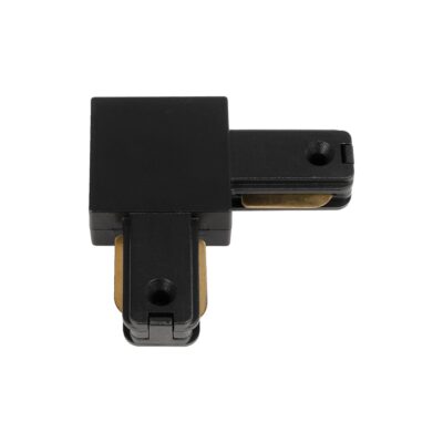 GloboStar® GLOBOSTAR® EUROTRACK-1PH 60905 Μονοφασικός Σύνδεσμος Γ Ράγας 2 Καλωδίων 1L+1N για Σύστημα Ράγας Eurotrack-1PH AC 220-240V IP20 - Μαύρο Ματ - Μ6.5 x Π6.5 x Υ1.6cm