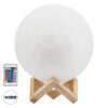 GloboStar® GloboStar® MOON 79620 Επιτραπέζιο Φωτιστικό Πορτατίφ LED 6W 360lm 360° DC 5V IP20 RGBW Dimmable Λευκό Πλαστικό με Μπεζ Ξύλο - Μ20 x Π20 x Υ25cm - 2 Xρόνια Εγγύηση