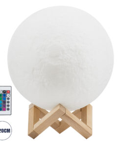 GloboStar® GloboStar® MOON 79620 Επιτραπέζιο Φωτιστικό Πορτατίφ LED 6W 360lm 360° DC 5V IP20 RGBW Dimmable Λευκό Πλαστικό με Μπεζ Ξύλο - Μ20 x Π20 x Υ25cm - 2 Xρόνια Εγγύηση